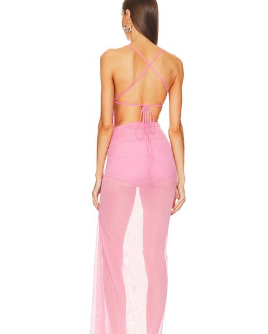 Michael Costello Hot Pink Follie Gown - Image 4