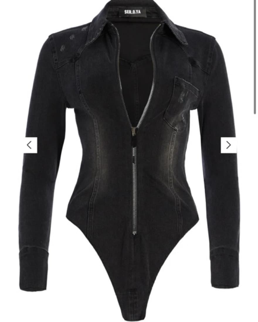 Seroya Black Denim Jumpsuit - Image 2