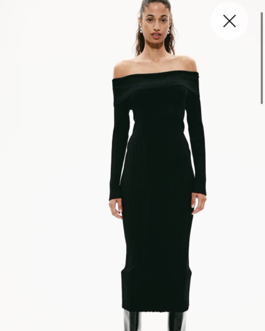 Black Knit Off The Shoulder Dress - Image 1