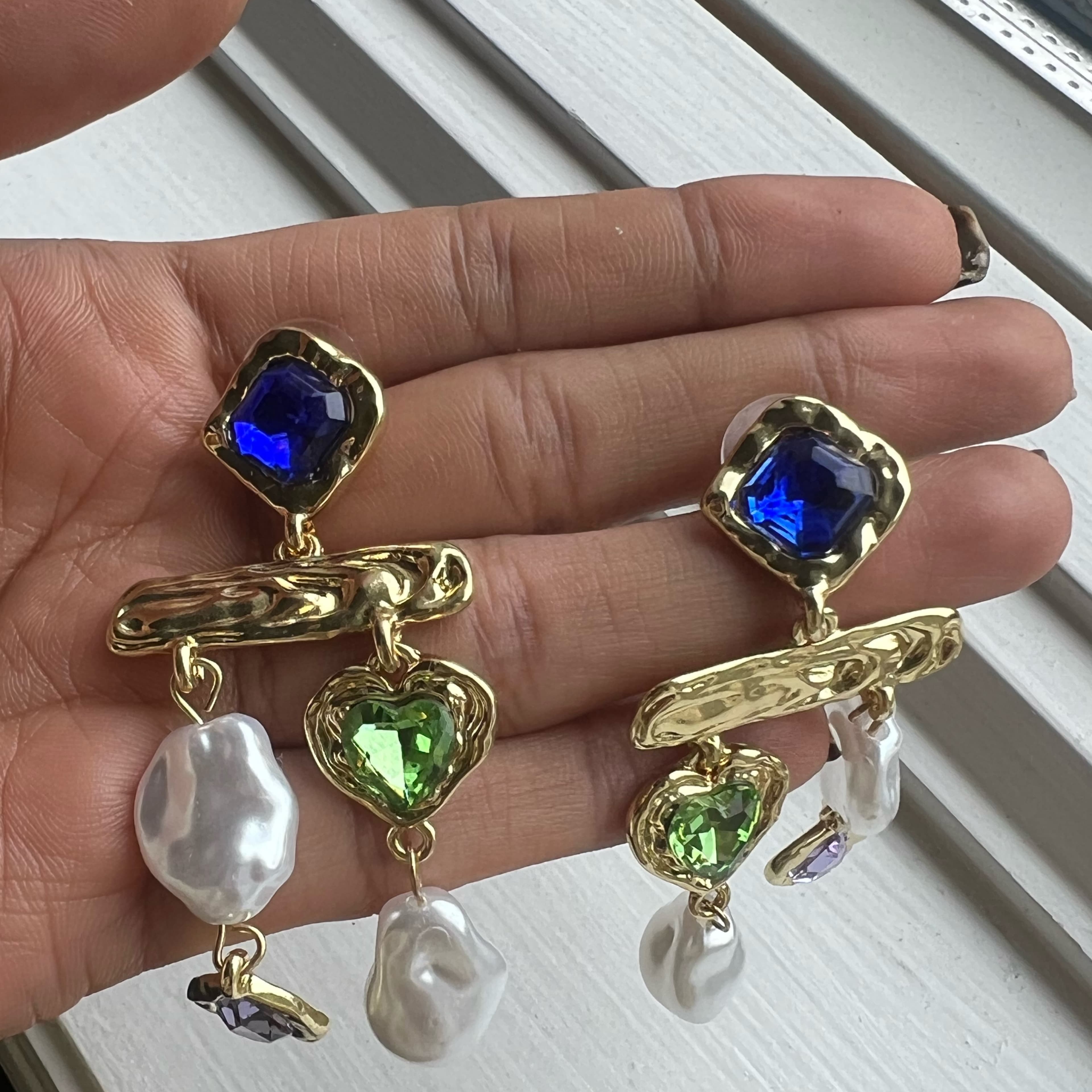 Multi-color Pearl Drop Earrings - Image 4