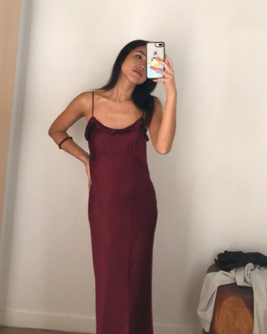 Maroon Reformation Silk Dress - Image 1