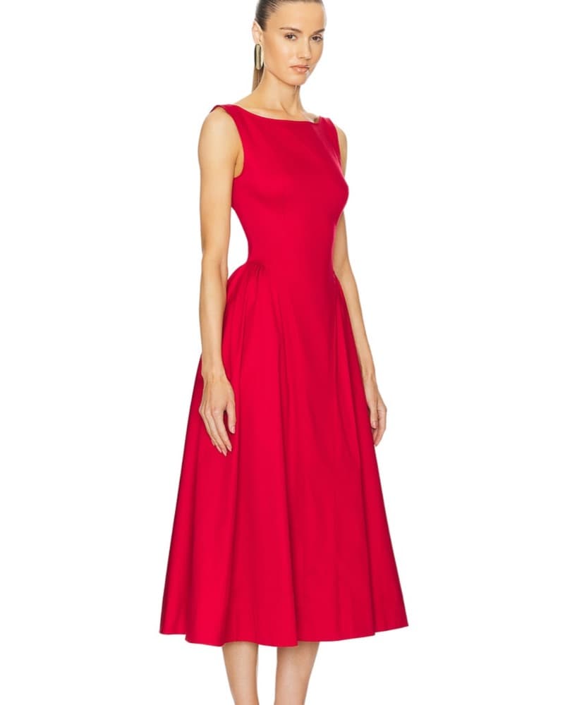 Helsa Stretch Cotton Sateen Midi Dress - Image 2