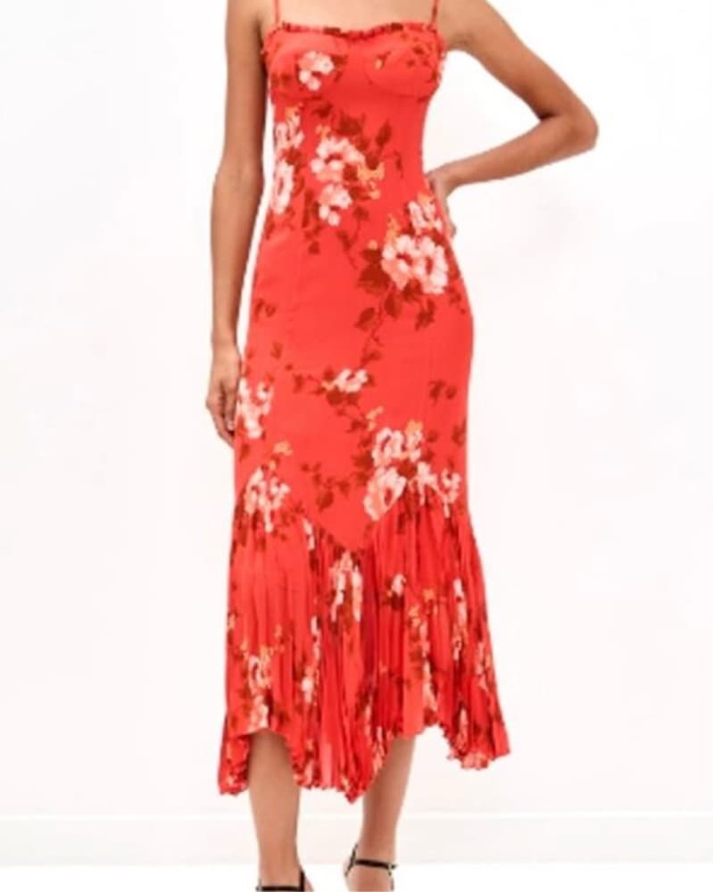 Reformation Aiko Dress in Coral Bloom - Image 4