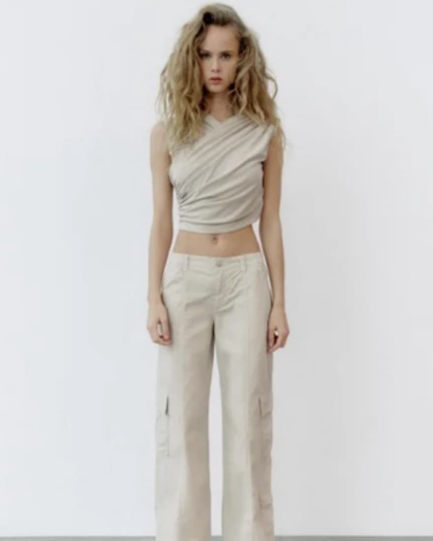 DRAPED TOP - Light gray | ZARA United St - Image 5