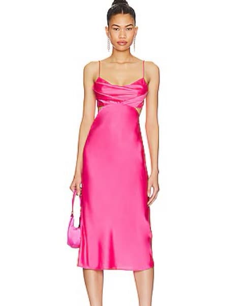 Pink Silk Cutout Dress - Image 2