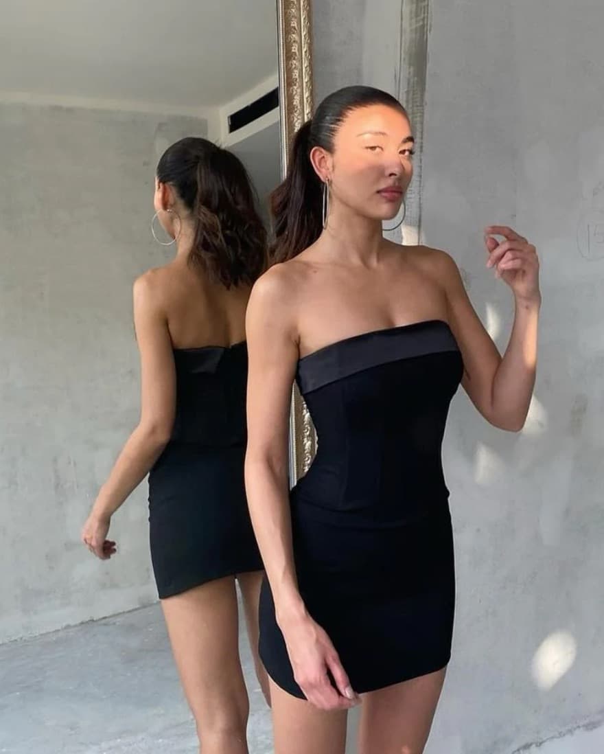 With Jean Chloe Corset Dress in Black - Image 1