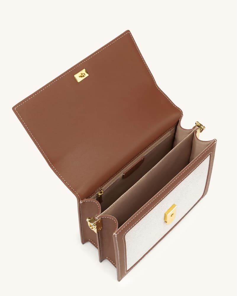 JW PEI Mini Flap Crossbody - Beige Canva - Image 4