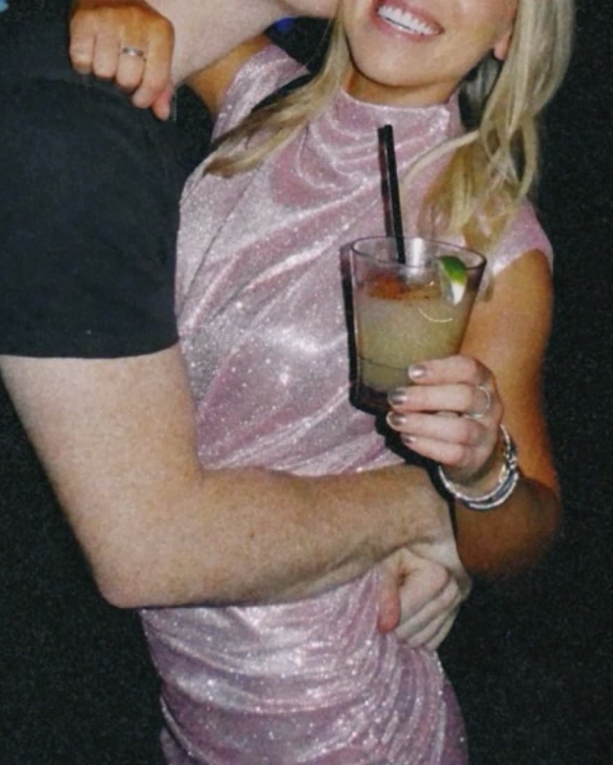 Pink Sparkly Ruched Mini Dress - Image 2