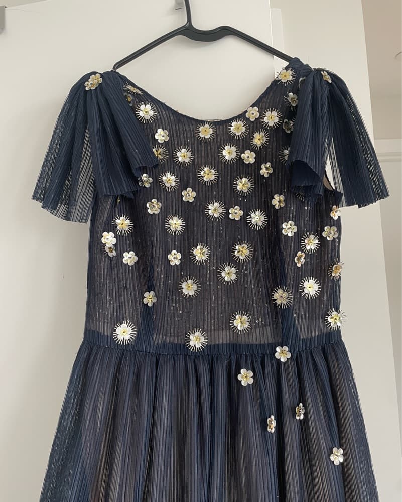 Custom Navy Sequin Gown - Image 1