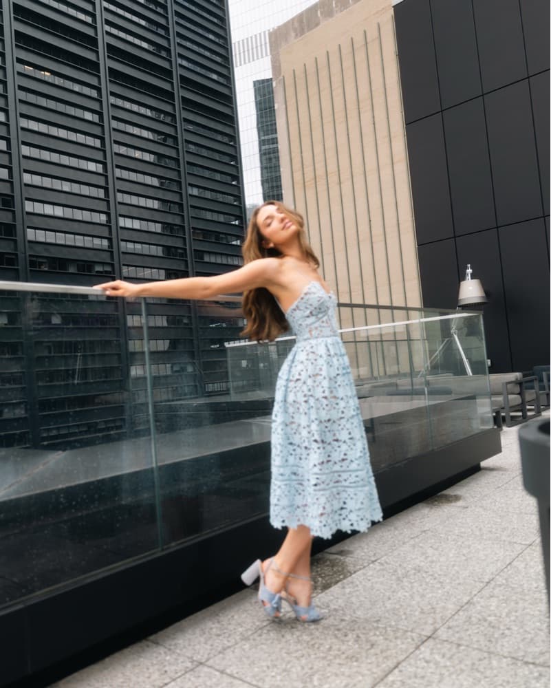 Self Portrait Azalea Midi Dress Blue - Image 1