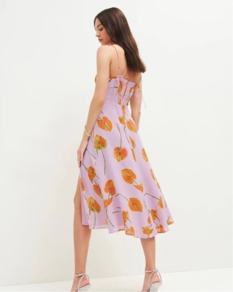 Reformation Juliette Midi Dress in Luciana (Lilac) - Image 2