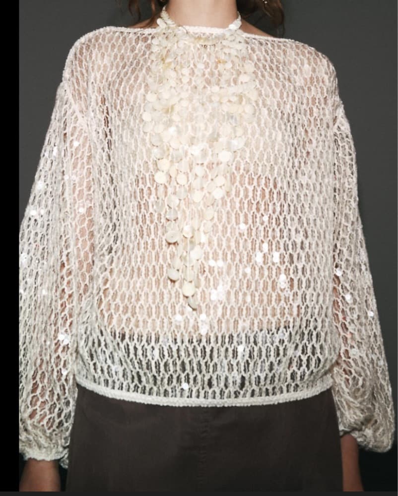 Sequin Crochet Sweater - Image 1