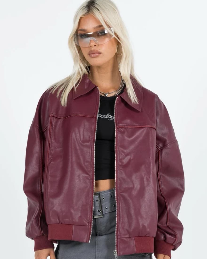 Goldsmith Faux Leather Bomber Jacket - Image 1