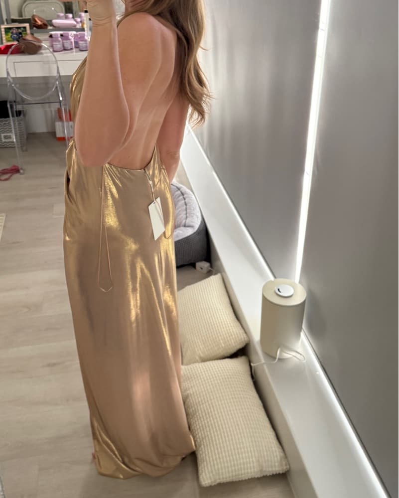 BACKLESS LAMÉ MAXI DRESS - Image 4