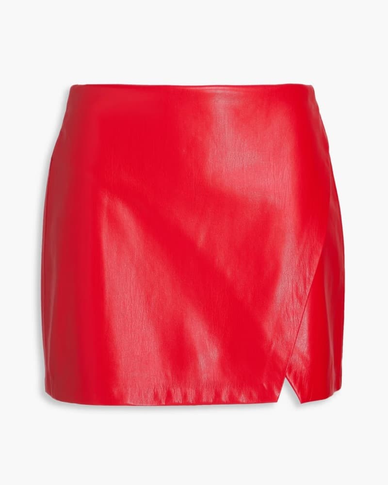 Red Vegan Leather Mini Skirt - Image 4