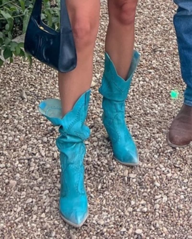 Turquoise Embroidered Cowgirl Boots - Image 4