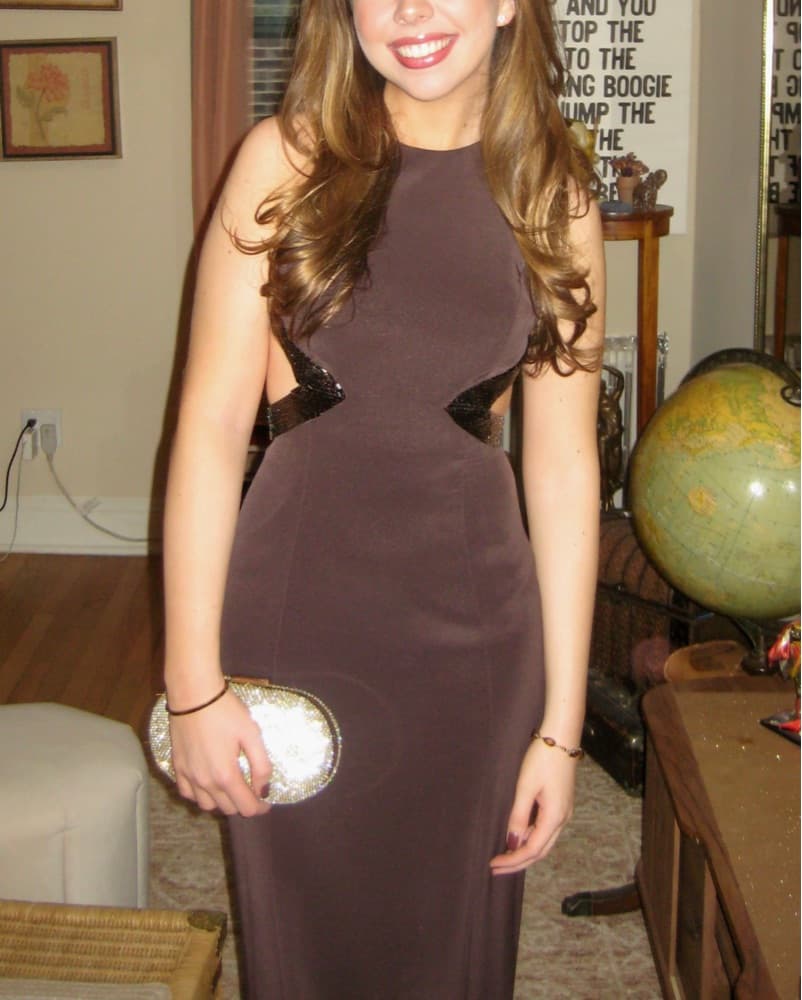 Vintage Plum Brown Formal Halter Dress - Image 1