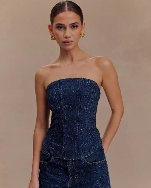 Meshki Monte Strapless Denim Corset - Image 2