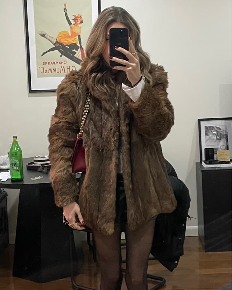 Dark Brown Real Fur Coat - Image 1