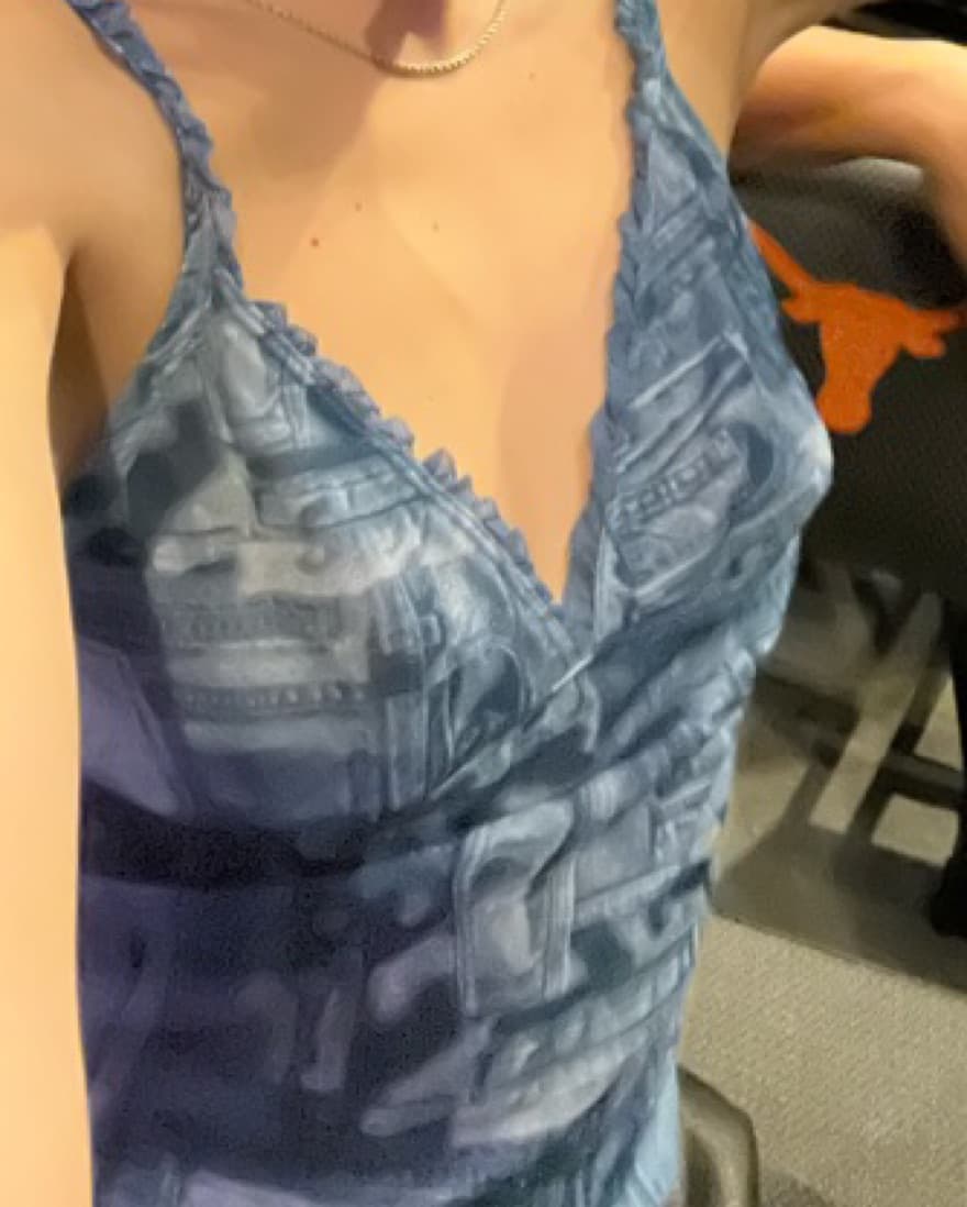 Blue Vintage Thick Mesh Design Tank  - Image 2