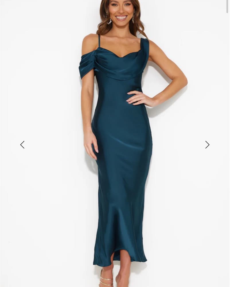 Hello Molly Teal Satin Dress - Image 3
