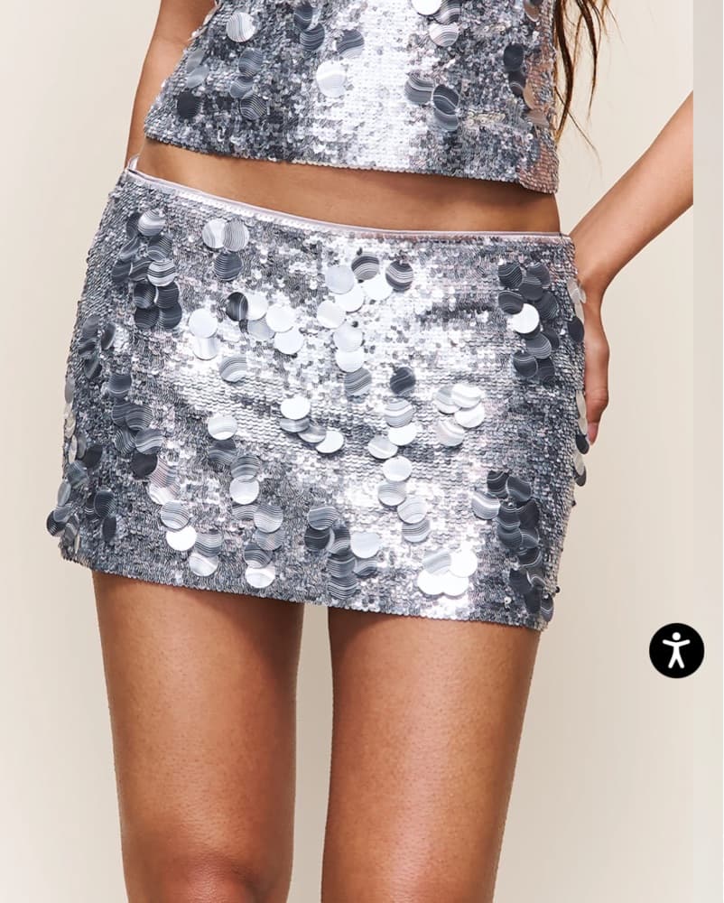 Guizio Paillette Mini Skirt Silver (S) - Image 1