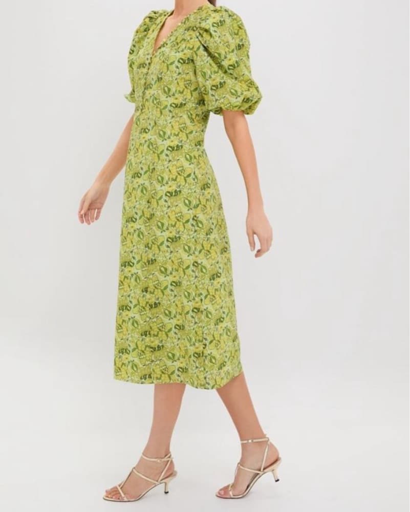 Chartreuse Multi Floral Marcy Midi Dre - Image 2