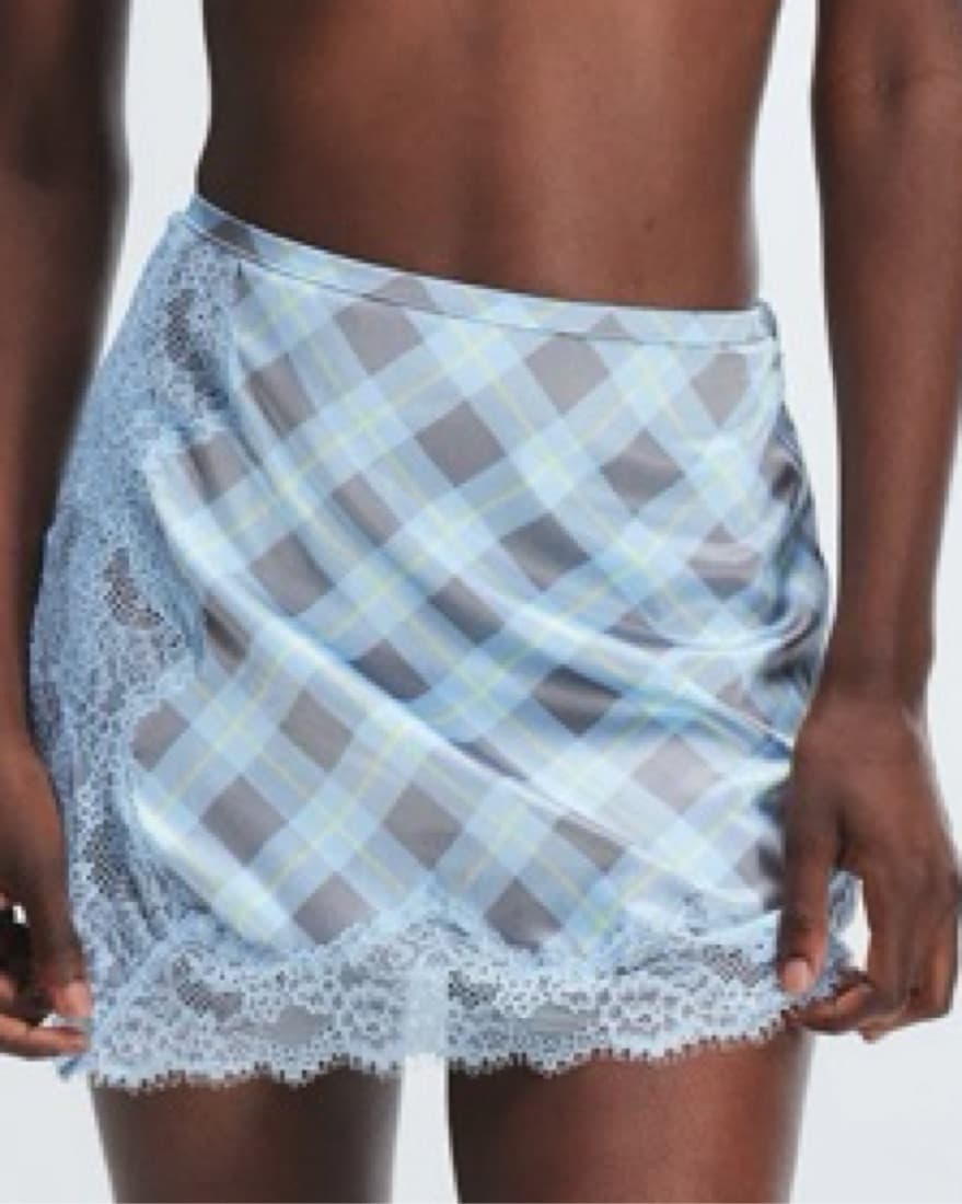 Plaid Lace Slip Skirt - Image 1