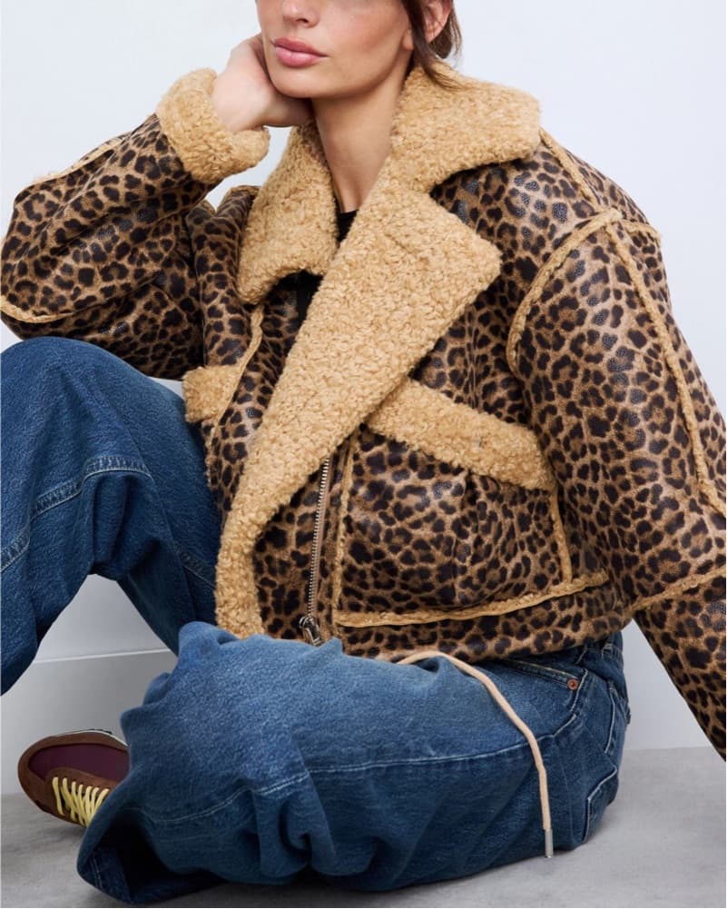 Leopard Print Shearling Jacket - Image 2