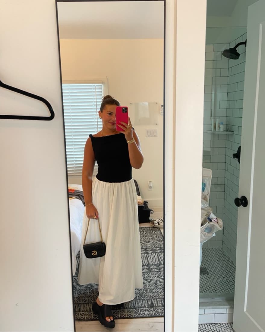 Isalis Black and White Maxi Dress - Image 2