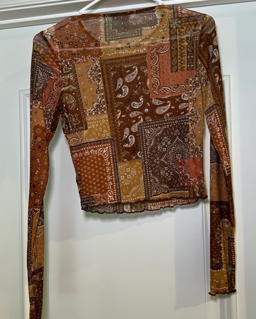 Bear Dance Sheer Brown Bandana Print - Image 1