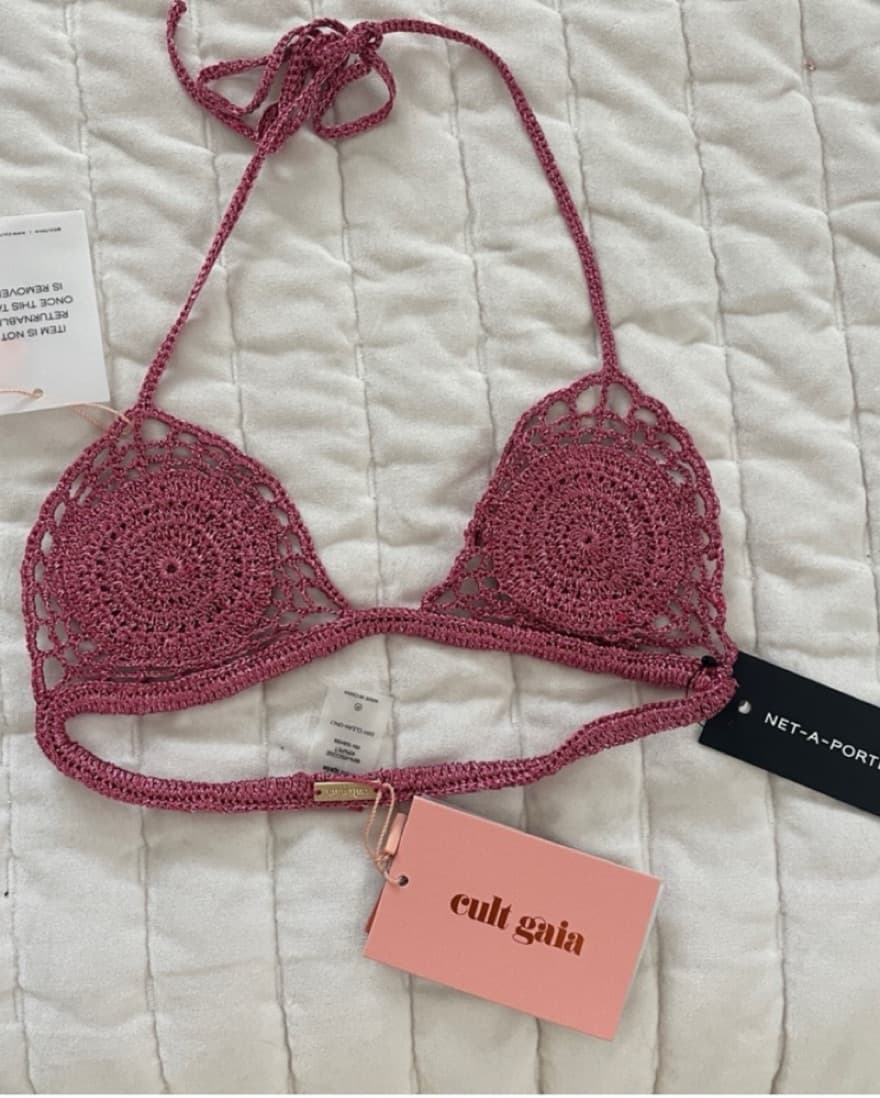 CULT GAIA Crochet Metallic Bikini Top  - Image 4