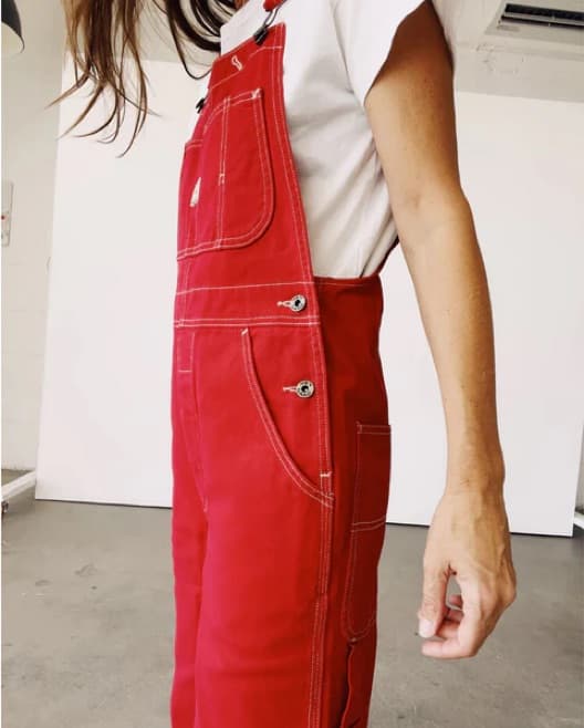 Hey Gang Red Knee Patch Overalls - Image 1