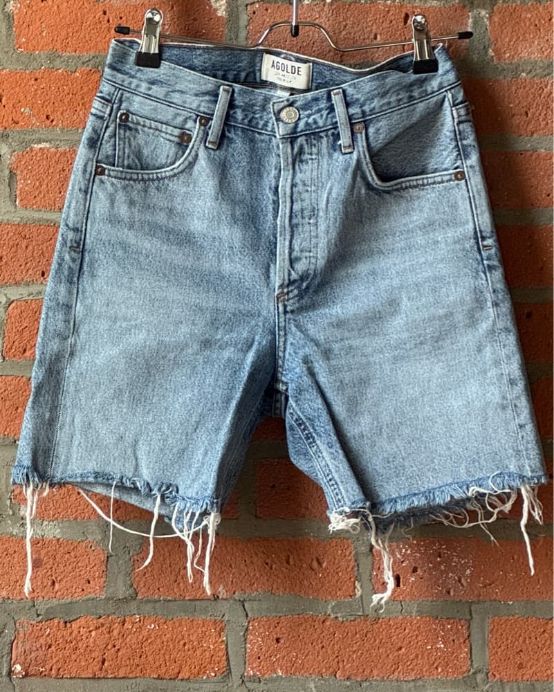 Agolde Vintage Blue Longer Cutoff Shorts - Image 1
