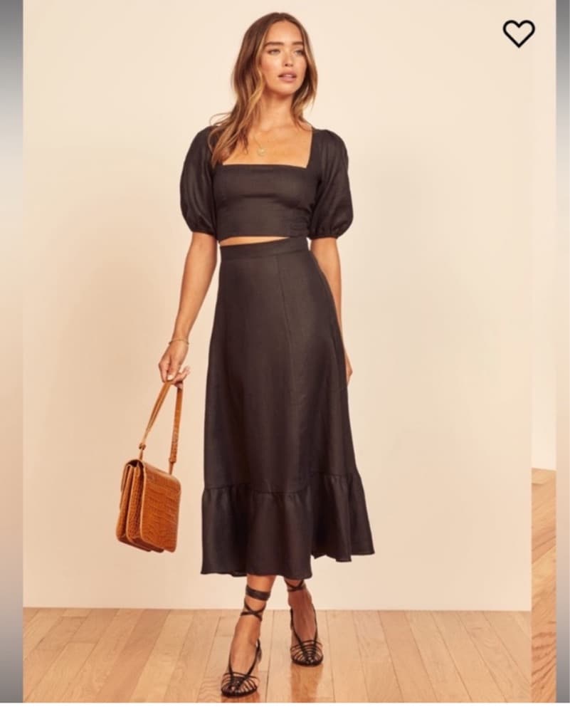 Reformation Yucca black Linen Set Sz 0 - Image 2