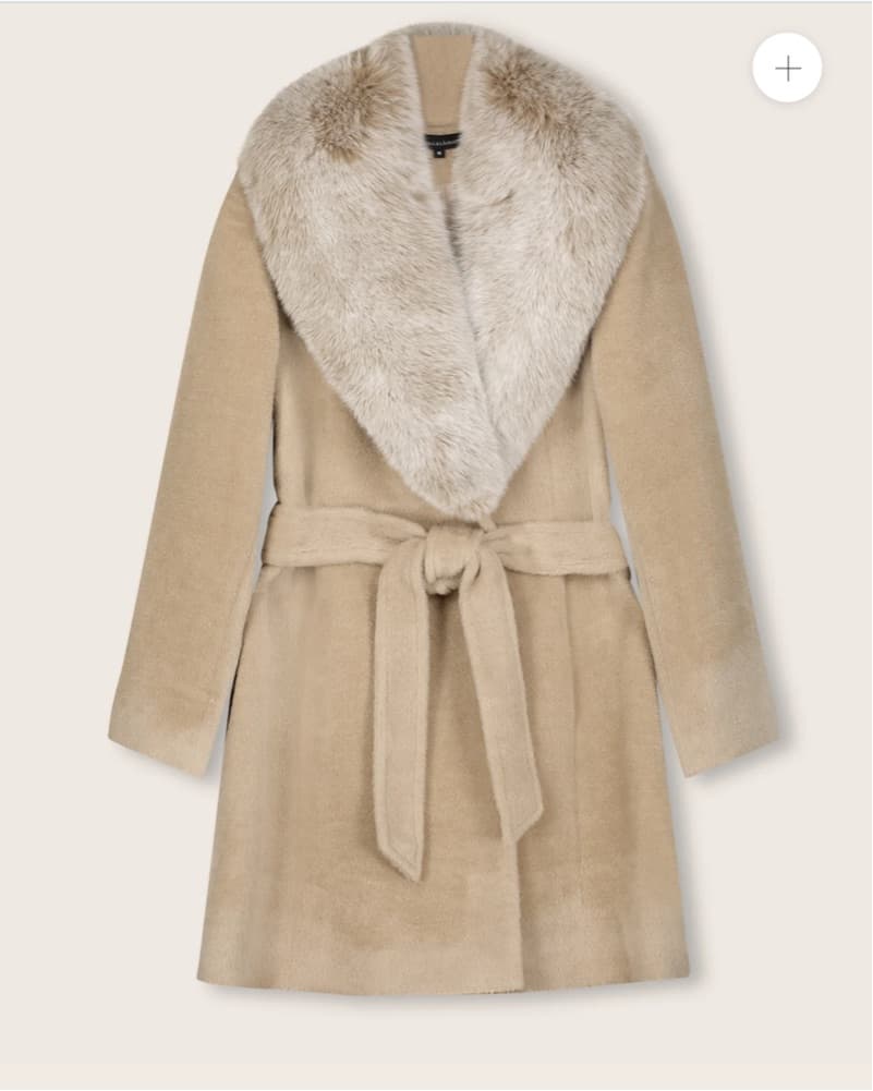 Sofia Cashmere Camel Coat with Fur  - Image 2