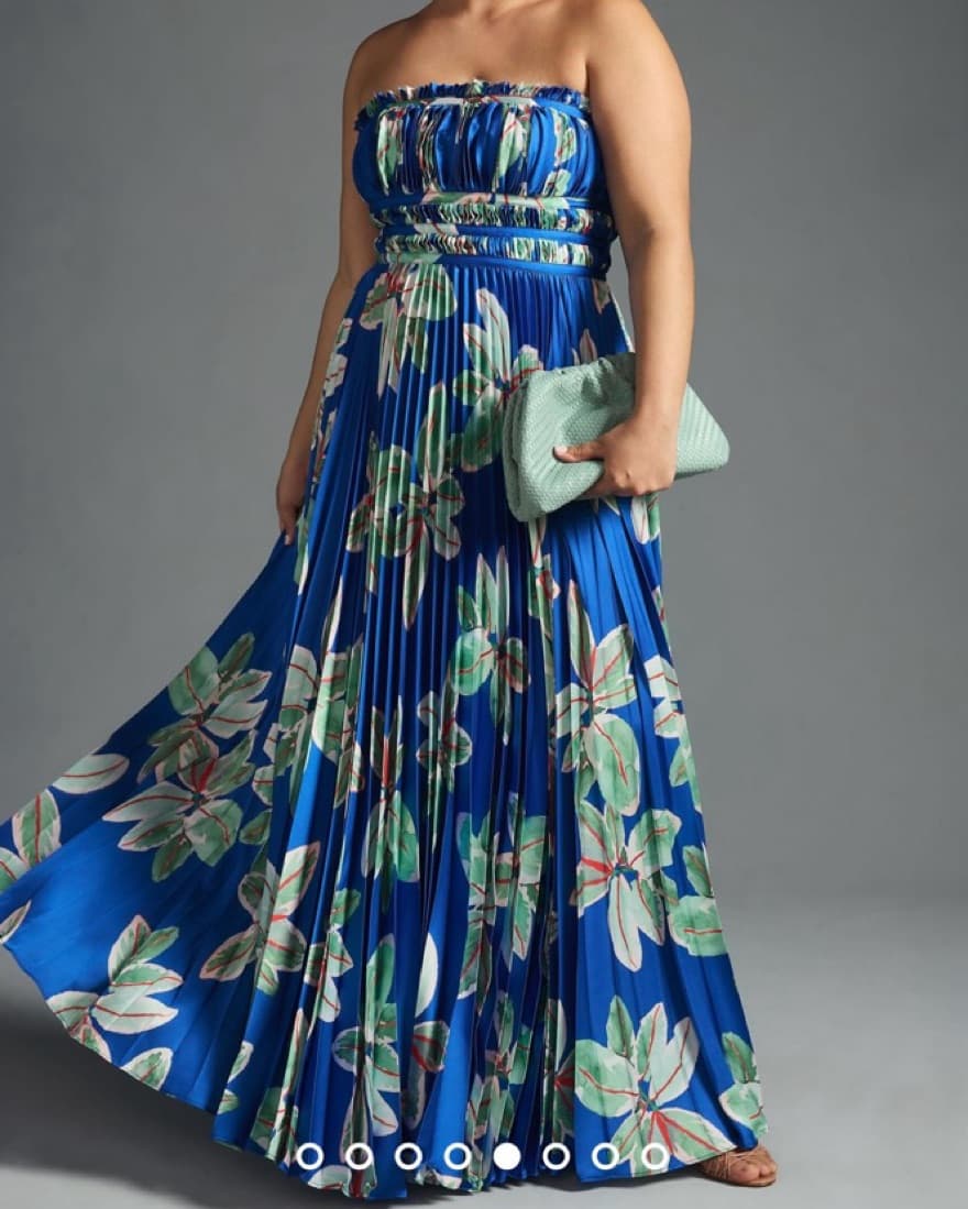 Hutch Strapless Pleated Floral Maxi Gown - Image 1