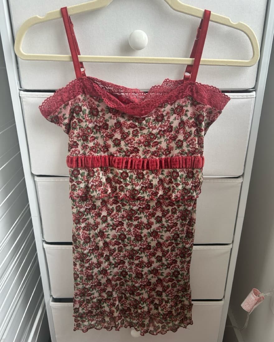 Floral Lace Trimmed Vintage Cami Dress - Image 2