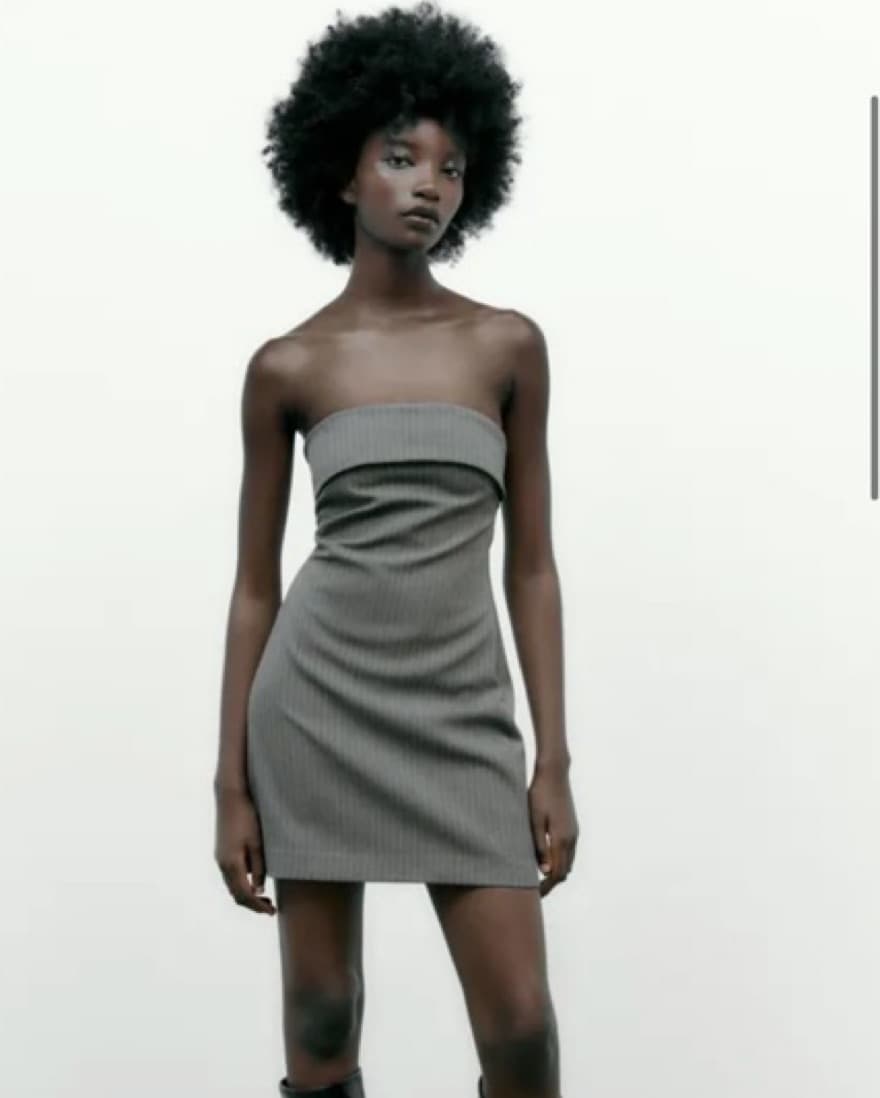 Zara Bandeau Pinstripe Mini Dress - Image 1