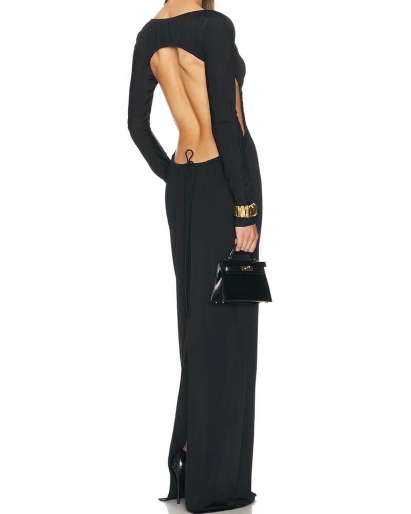Elegant Backless Black Maxi Dress - Image 1