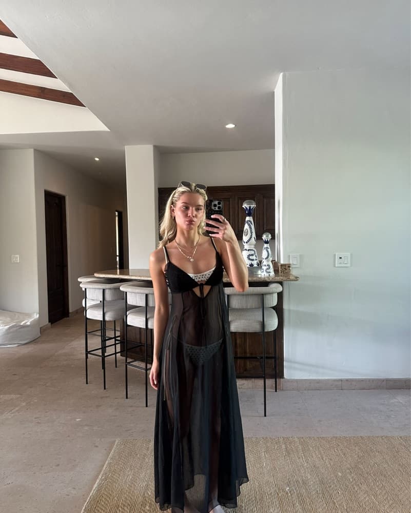 Zara Long Black Cover Up Dress - Image 1