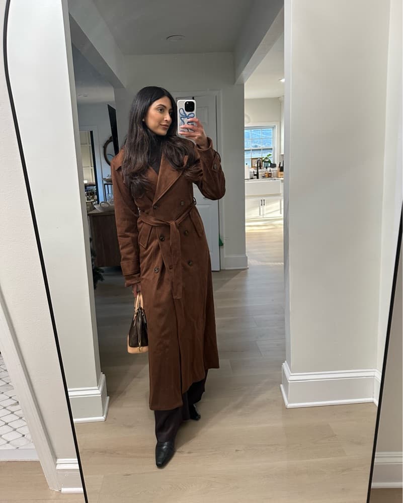 Chic Suede Trench Coat - Image 2