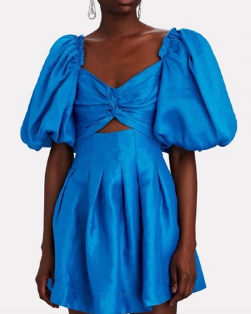 Aje Knot Puff Sleeve Mini Linen Dress - Image 2