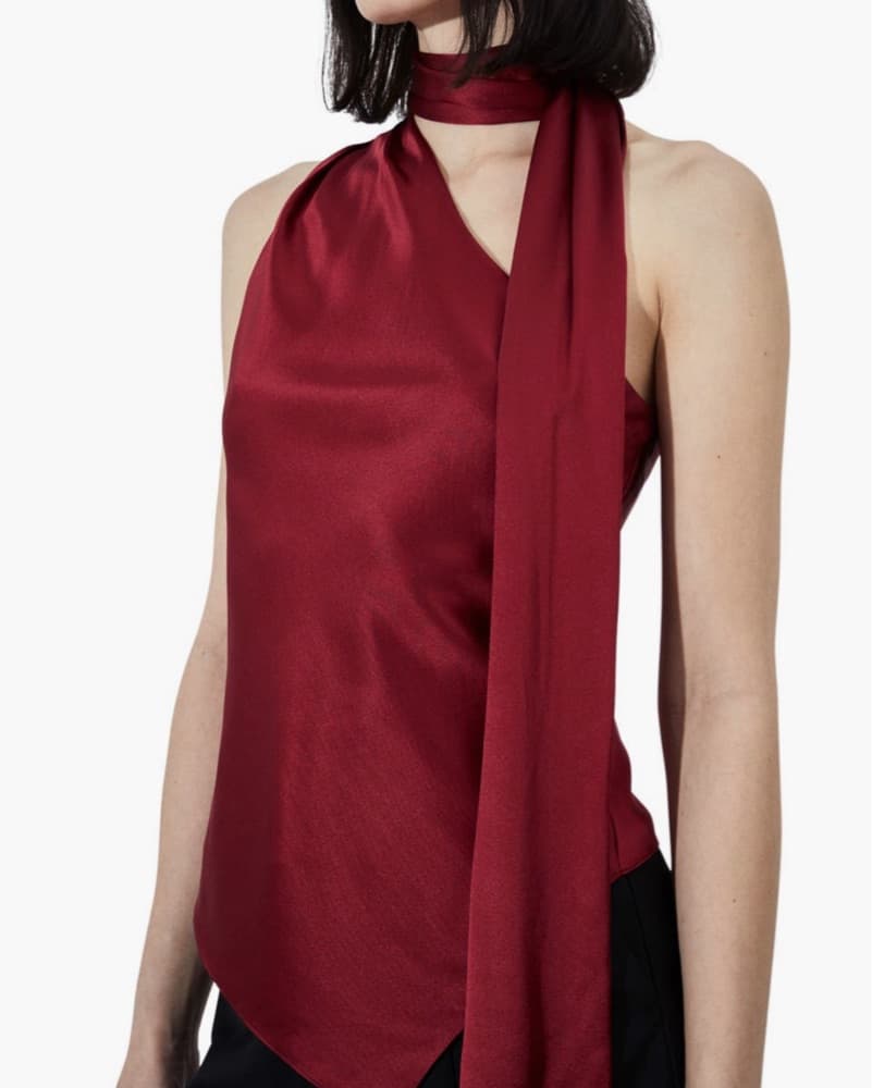 Et Ochs Red Scarf Silk Top - xs - Image 2