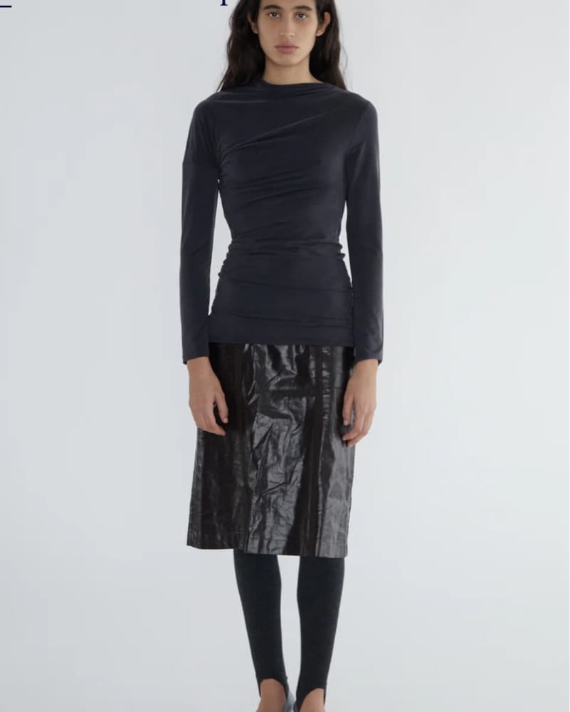 Paloma Wool Jojo II Asymmetric Blue Navy Long Sleeve Top - Image 3
