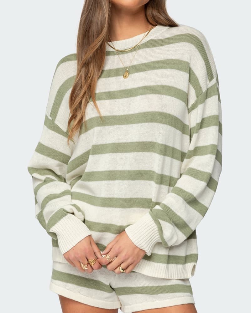 Striped Knit Top and Shorts Set - Image 2