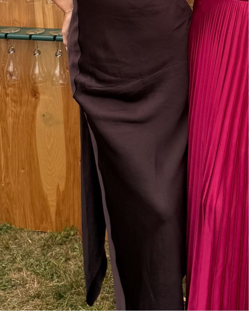 Mango Brown Asymetrical Satin Dress  - Image 4