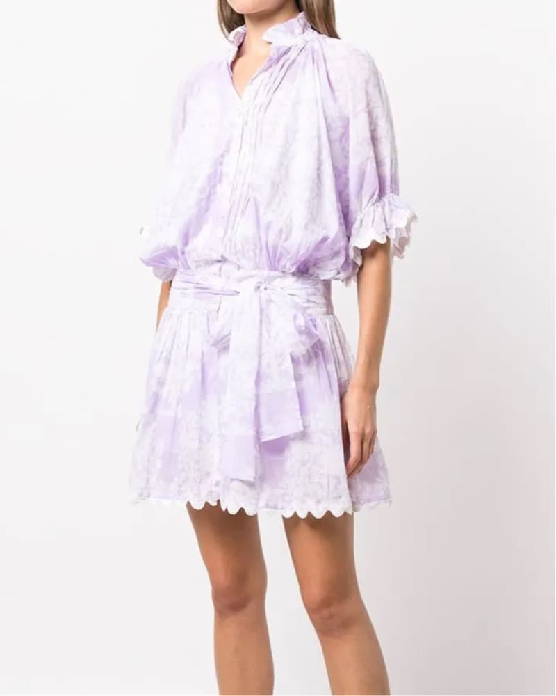 Ethereal Lavender Ruffle Mini Dress - Image 4