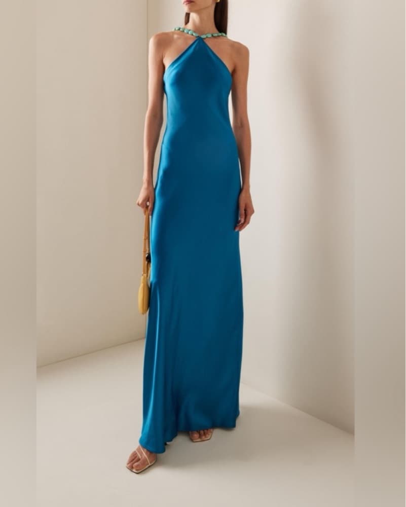 Staud Blue Halter Gown - Image 2