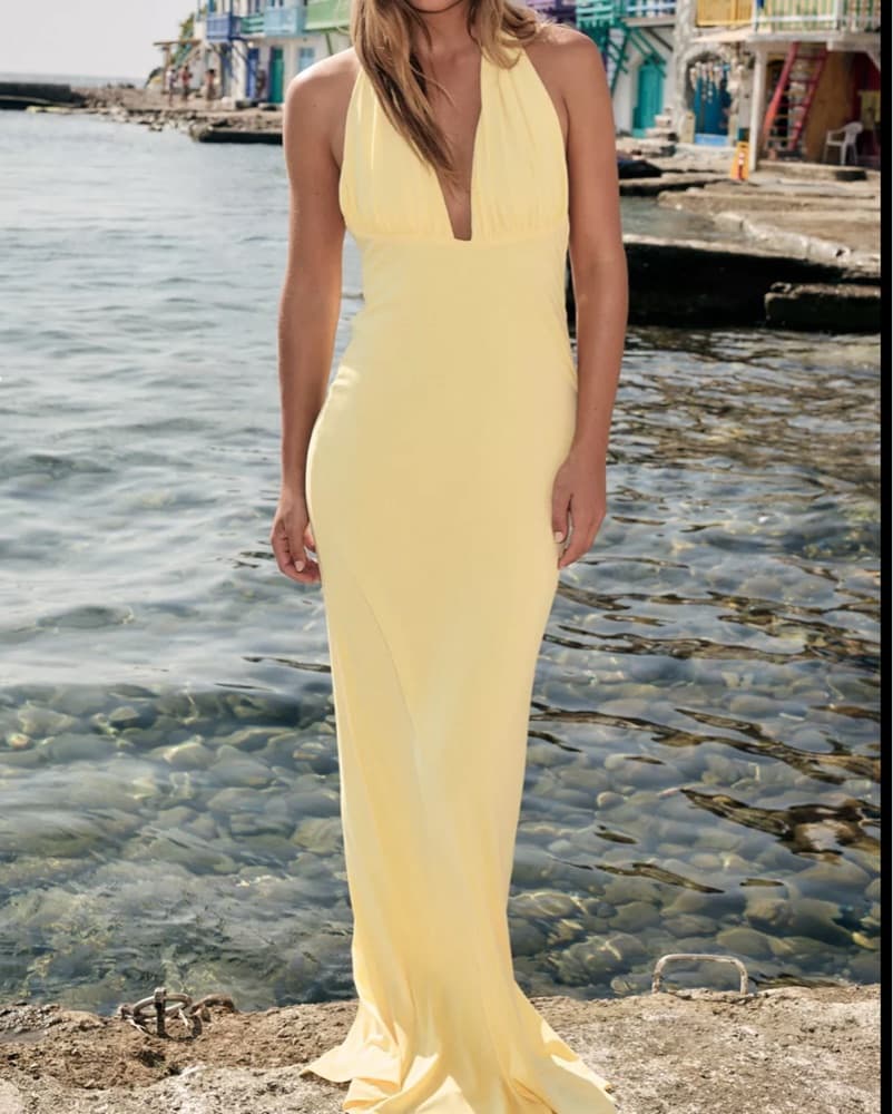 Chocolate Brown Halter Dress - Image 1